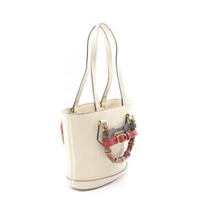 Gucci Tote Leather Bamboo Bag White Diana